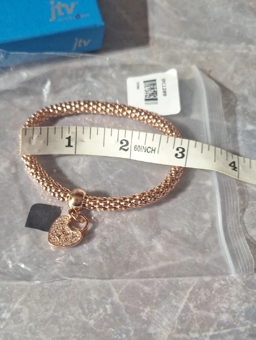 JTV Rose Gold & Silver Pave Heart Mesh Bracelets - Pair